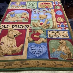Vintage Teresa Kogut Old Friend Fleece Throw Blanket Colorful Teddy Bear Blanket